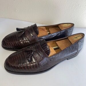 Mezlan Platinum Lizard Skin Tassel Men's Loafers